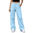 thumbnail image 1 of Virmaxy Casual Straight Leg Cargo Pants for Women Baggy Relaxed Fit Utility Pants with Pockets for Outdoor Hiking Travel Streetwear, 1 of 9