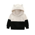 thumbnail image 1 of Virmaxy Children's Hooded Sweater Boys Girls Infant Colour Matching Jacket Cute Warm Plush Baby Pullover White 5T, 1 of 9