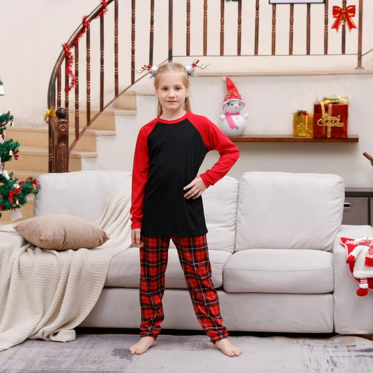 Virmaxy Christmas Pajamas Sets for Family Toddler Matching Family Sets Christmas Casual Top With Bottom Outfits Home Wear Red B 4Y