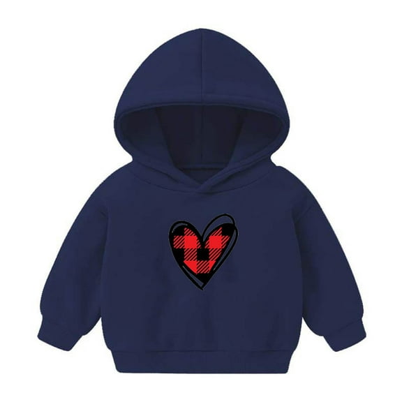 Virmaxy Christmas Toddler Baby Boys Girls Cute Hoodies Love Rainbow Stripes Printed Fleece Sweatshirt Long Sleeve Pullover Plush Hoodies with Robbie Cuffs For The Baby Christmas Gifts Navy-B 6T