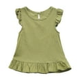thumbnail image 1 of Virmaxy Cotton Linen Ruffle Trim Peplum Top Solid Color Keyhole Back Sleeveless Blouse with Button Detail for Sweet Casual and Vacation Style, for 3-7Y, 1 of 9