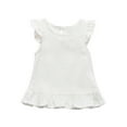 thumbnail image 1 of Virmaxy Cotton Linen Ruffle Trim Peplum Top Solid Color Keyhole Back Sleeveless Blouse with Button Detail for Sweet Casual and Vacation Style, for 3-7Y, 1 of 9