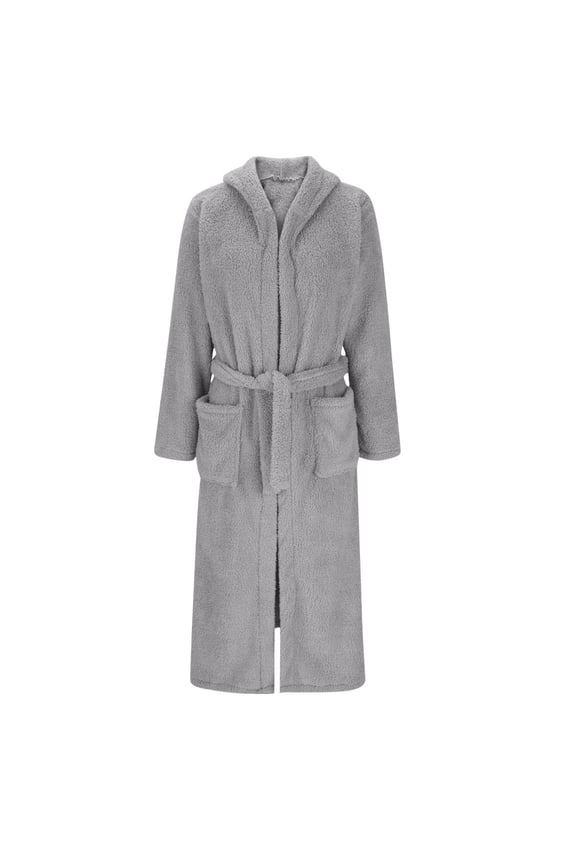 Cozy Bear Ear Hooded Bathrobe Soft Double Sided Fleece Robe with Pocket and Belt for After Bath Lounge Fun, for 3.6-3.9 FT Gray