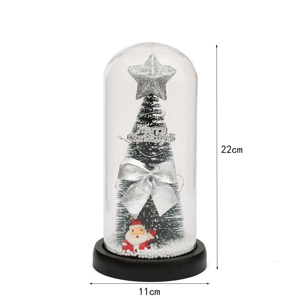 Virmaxy Discount Christmas Tree In Glass Dome With Warm String Light and Blessing Cards