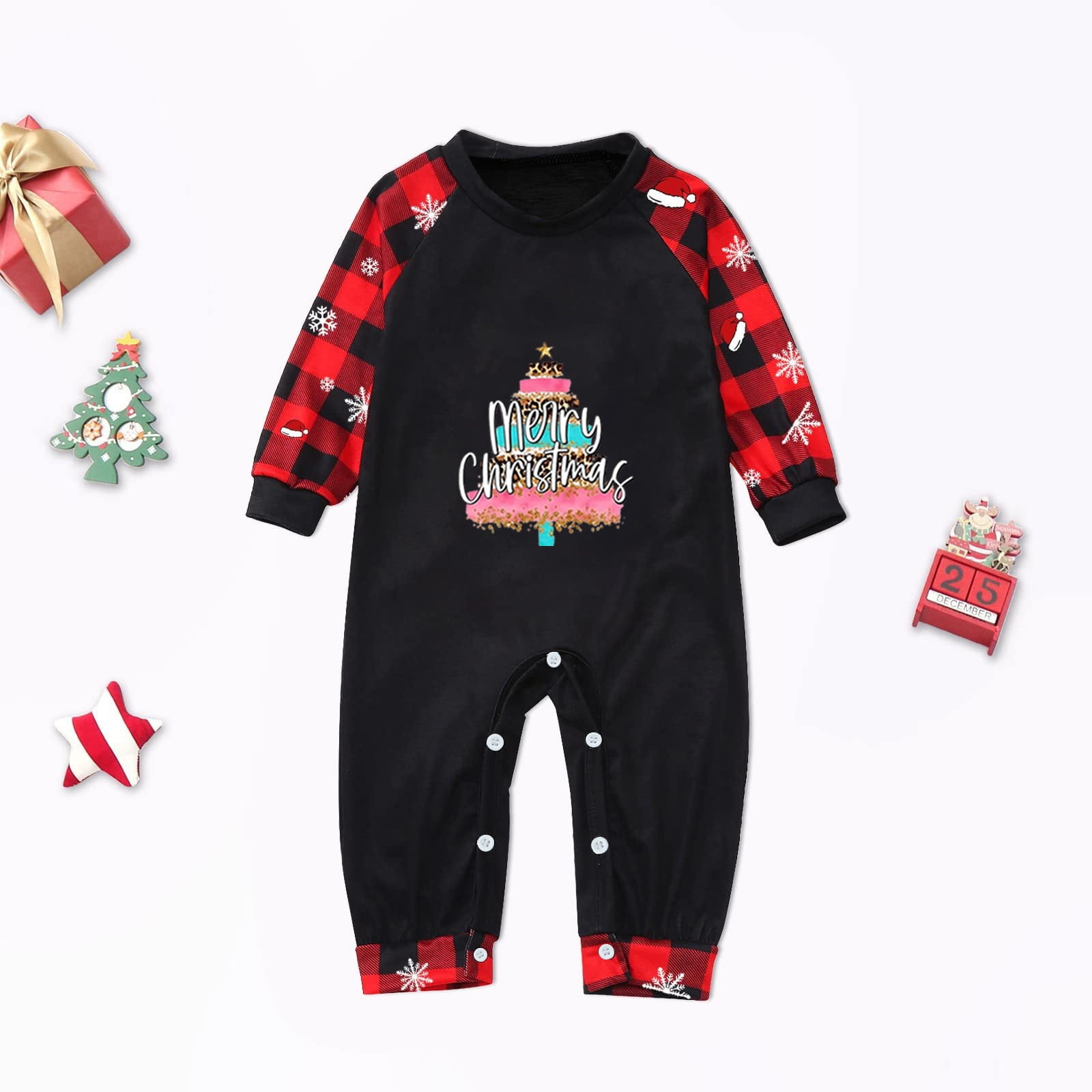 Virmaxy Family Matching Christmas Pajamas Two-piece Set Toddler Baby ...