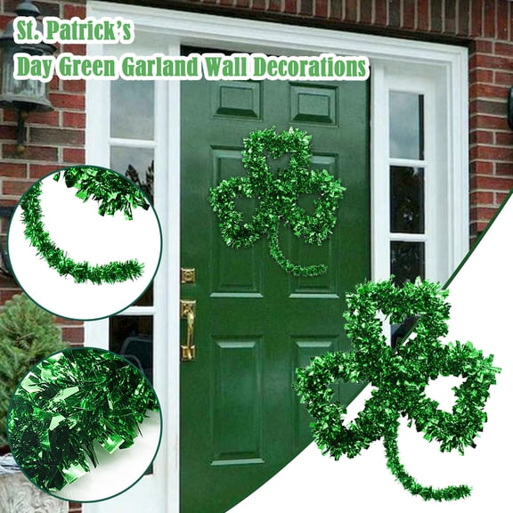Virmaxy Gift St. Patricks Day Green Garland Irish Door And Home Wall Decorations Party Fun