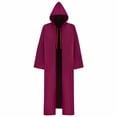 thumbnail image 1 of Virmaxy Halloween Costume Men's Hooded Costume Robe Drawstring Front Full Length Cloak with Long Sleeves for Halloween Cosplay Party Dress Up Red, 1 of 6
