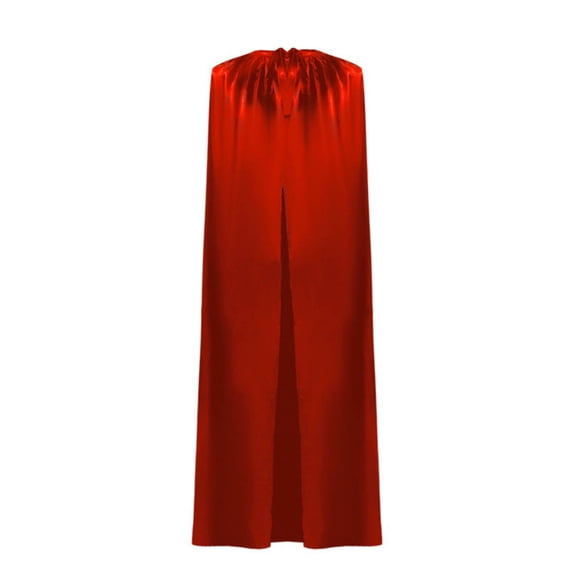 Virmaxy Halloween Costume Men's Satin Costume Cloak High Stand Collar Drawstring Front Closure Full Length Cape for Halloween Cosplay Party Stage Performance Red