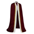 thumbnail image 1 of Virmaxy Halloween Costume Men's Velvet Costume Cloak Red Royal Cape with White Panel Gold Trim for Halloween Medieval Cosplay Dress Up Wine, 1 of 8