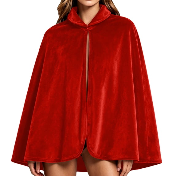 Virmaxy Halloween Costume Unisex Adult Velvet Hooded Costume Cape Lace Up Front Bow Tie Asymmetrical Cloak for Halloween Stage Performance Cosplay Red