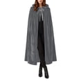 thumbnail image 1 of Virmaxy Halloween Costume Women's Velvet Costume Cape Stand Collar Lace Overlay Tie Front Cloak for Halloween Vampire Gothic Cosplay Dress Up Gray, 1 of 8