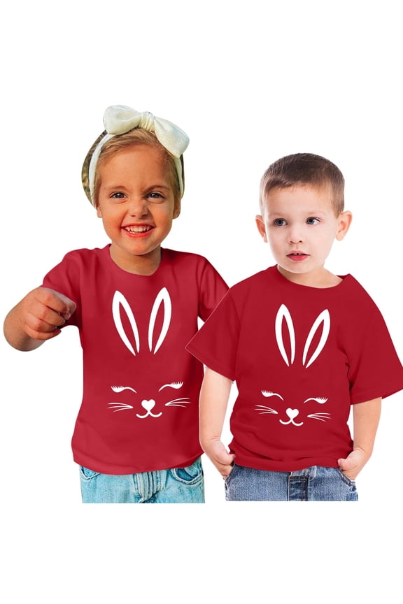 Happy Easter T Shirt for Toddler Baby Boys Girls 2024 Easter Day Gift for Toddler Boy Girl Kids Boys Girls Fashion Cute Short Sleeve Crew Summer Tee Red-B 4T
