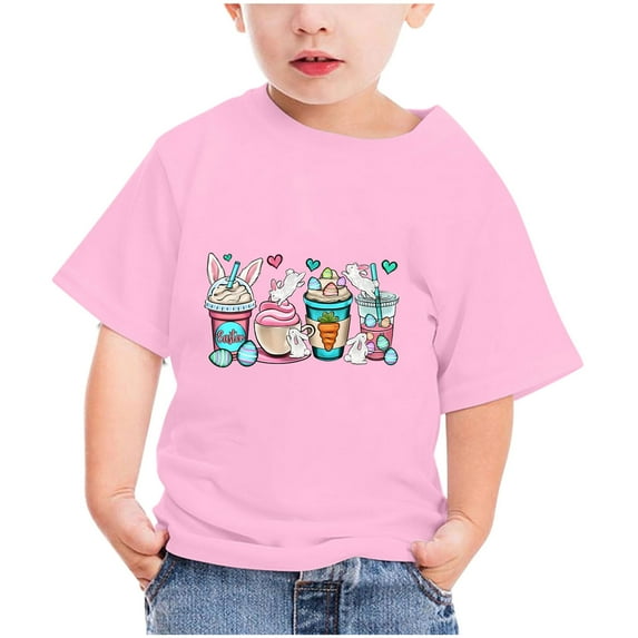 Virmaxy Happy Easter T Shirt for Toddler Baby Boys Girls Leopard Eggs Hunt Bunny Rabbit Graphic T-Shirt Kids Boys Girls Fashion Cute Short Sleeve Crew Summer Tee Pink-C 3T