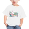 thumbnail image 1 of Virmaxy Happy Easter T Shirt for Toddler Baby Boys Girls Leopard Eggs Hunt Bunny Rabbit Graphic T-Shirt Kids Boys Girls Fashion Cute Short Sleeve Crew Summer Tee White-C 7Y, 1 of 3