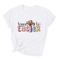 thumbnail image 1 of Virmaxy Happy Easter Womens Cross Graphic Basic Tee Easter Fashion Printed Short Sleeved T-Shirt With Novel Pattern Short Sleeved Round Neck Top White-A XL, 1 of 3