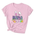 thumbnail image 1 of Virmaxy Happy Easter Womens Cross Graphic Basic Tee Easter Fashion Printed Short Sleeved T-Shirt With Novel Pattern Short Sleeved Round Neck Top Pink-B XL, 1 of 3