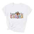 thumbnail image 1 of Virmaxy Happy Easter Womens Cross Graphic Basic Tee Easter Fashion Printed Short Sleeved T-Shirt With Novel Pattern Short Sleeved Round Neck Top White-A XL, 1 of 3