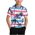 thumbnail image 1 of Virmaxy Hawaiian Print Lapel Pullover Shirt Short Sleeve Button Front Top Golf Clothes for Summer Casual and Vacation Wear, for 5-15 Years Blue, 1 of 7