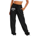 thumbnail image 1 of Virmaxy High Waisted Cozy Lounge Pants for Women Loose Casual Sports Solid Color Valentine's Day Love Printed Long Sanitary Pants Casual Lounge Pajama Yoga Pants Black-B S, 1 of 2