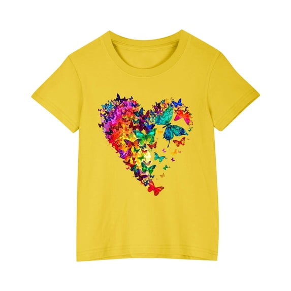 Virmaxy Kids 2024 Printed Round Neck Shirt Boys and Girls Fashion Printing Leisure Short-Sleeved Cotton Tops