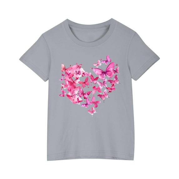 Virmaxy Kids 2024 Printed Round Neck Shirt Boys and Girls Fashion Printing Leisure Short-Sleeved Cotton Tops