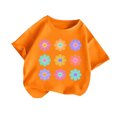 thumbnail image 1 of Virmaxy Kids Boys Girls Round Neck Short Sleeve T-Shirt Unisex Casual Half Sleeve Top Toddler Baby 2025 Summer Cotton Loose Fit Crewneck Blouses Tops Orange-2 4 Years, 1 of 3