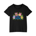 thumbnail image 1 of Virmaxy Kids Easter Egg Hunt Outfit - Cute Rabbit Graphic Cotton T-Shirt with "Happy Easter" Text for Toddler Boys & Girls Playdate, Sunday Brunch Black-1 3 Years, 1 of 5