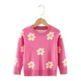 thumbnail image 1 of Virmaxy Kids Girls Cute Winter Sweater Toddler Girls Floral Printed Knit Sweaters Long Sleeve Cotton Jumper Blouse Kids Fashion Chunky Crewneck Pullover Tops Pink 2T, 1 of 7