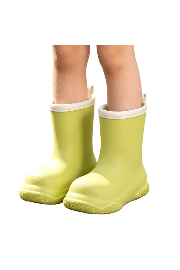 Kids Rain Boots Solid Color Girls Boots New Baby Girls Boys Waterproof Rain Boots Non-Slip Rain Shoes Eva Rubber Cute Childrens Boots Green