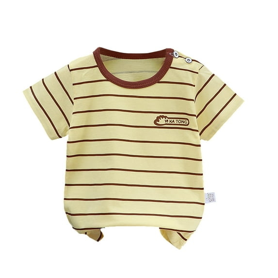 Virmaxy Kids Summer Cute Bear Print Cropped T-Shirt Children's Short-sleeved T-shirt Cotton Girls Summer Baby Baby Summer Boys Top Coffee