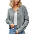 thumbnail image 1 of Virmaxy Knit Cardigan Women's Fashion Solid Color Long Sleeve Cardigan Knit Loose Button Coat Gray-B M, 1 of 7