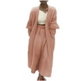 thumbnail image 1 of Virmaxy Knit Cardigan Women's Fashion Solid Color Midi Style Knit Cardigan Big Pocket Coat Long Cardigan Sweaters For Women Pink M, 1 of 6