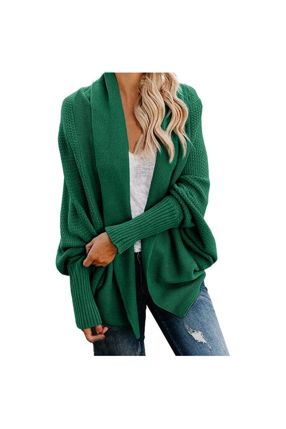 Knit Cardigan Women's Kimono Cable Knitted Slouchy Oversized Wrap Cardigan Sweater Crochet Cardigans For Women Green S