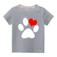thumbnail image 1 of Virmaxy Little Kids Valentine's Day Fashion Basic Tee Toddler Baby Crew Dogs Paw Love Graphic T-shirt Unisex Kids Spring Summer Fashion Short Sleeve Cotton Casual Baggy Tees Gray 3T, 1 of 3