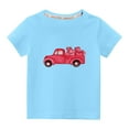 thumbnail image 1 of Virmaxy Little Kids Valentine's Day Fashion Basic Tee Toddler Baby Crew Letter Love Graphic T-shirt Unisex Kids Spring Summer Fashion Short Sleeve Cotton Casual Baggy Tees Blue-C 3T, 1 of 6