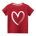 thumbnail image 1 of Virmaxy Little Kids Valentine's Day Fashion Basic Tee Toddler Baby Crew Love Heart Graphic T-shirt Unisex Kids Spring Summer Short Sleeve Cotton Casual Baggy Tees Red-A 9Y, 1 of 3