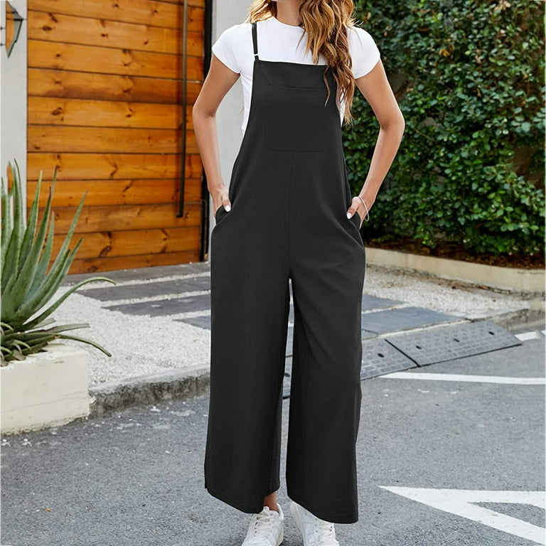 Wide leg black overalls clearance