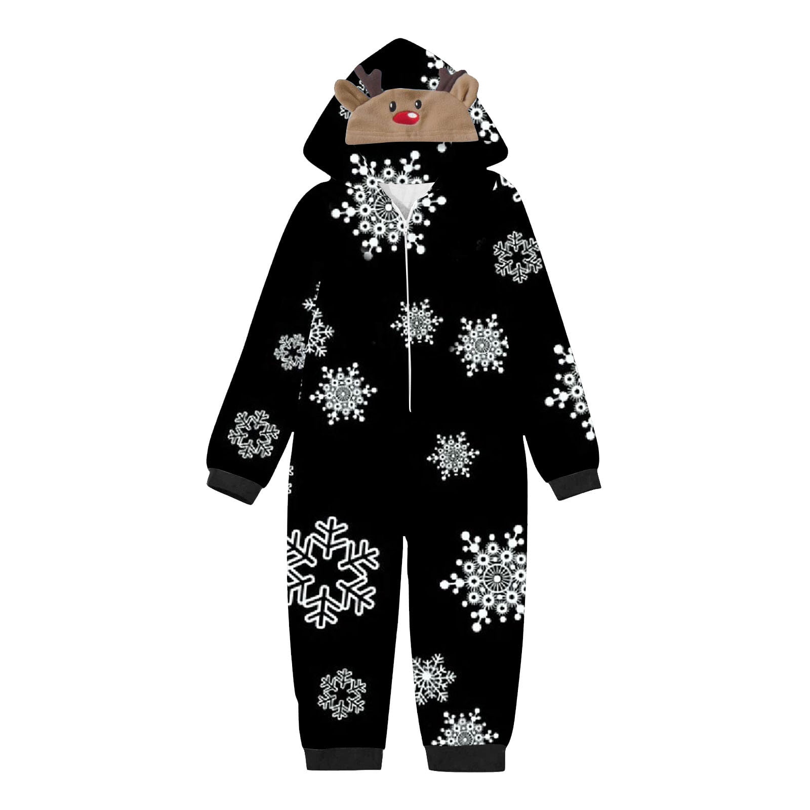 Virmaxy Matching Family Christmas Hooded Pajamas Sets Toddler Kids Elk Antler Hooded Romper