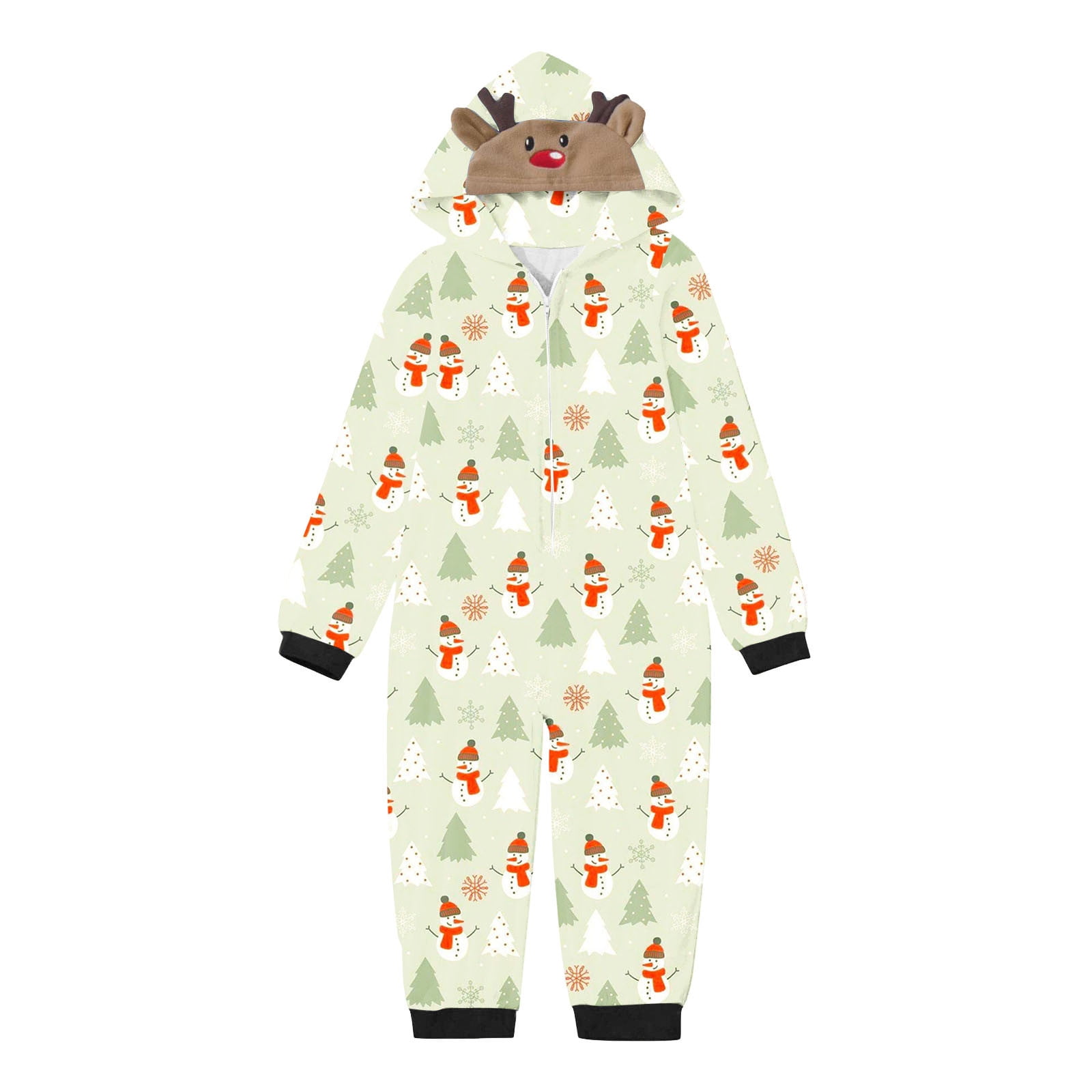 Virmaxy Matching Family Christmas Hooded Pajamas Sets Toddler Kids Elk Antler Hooded Romper