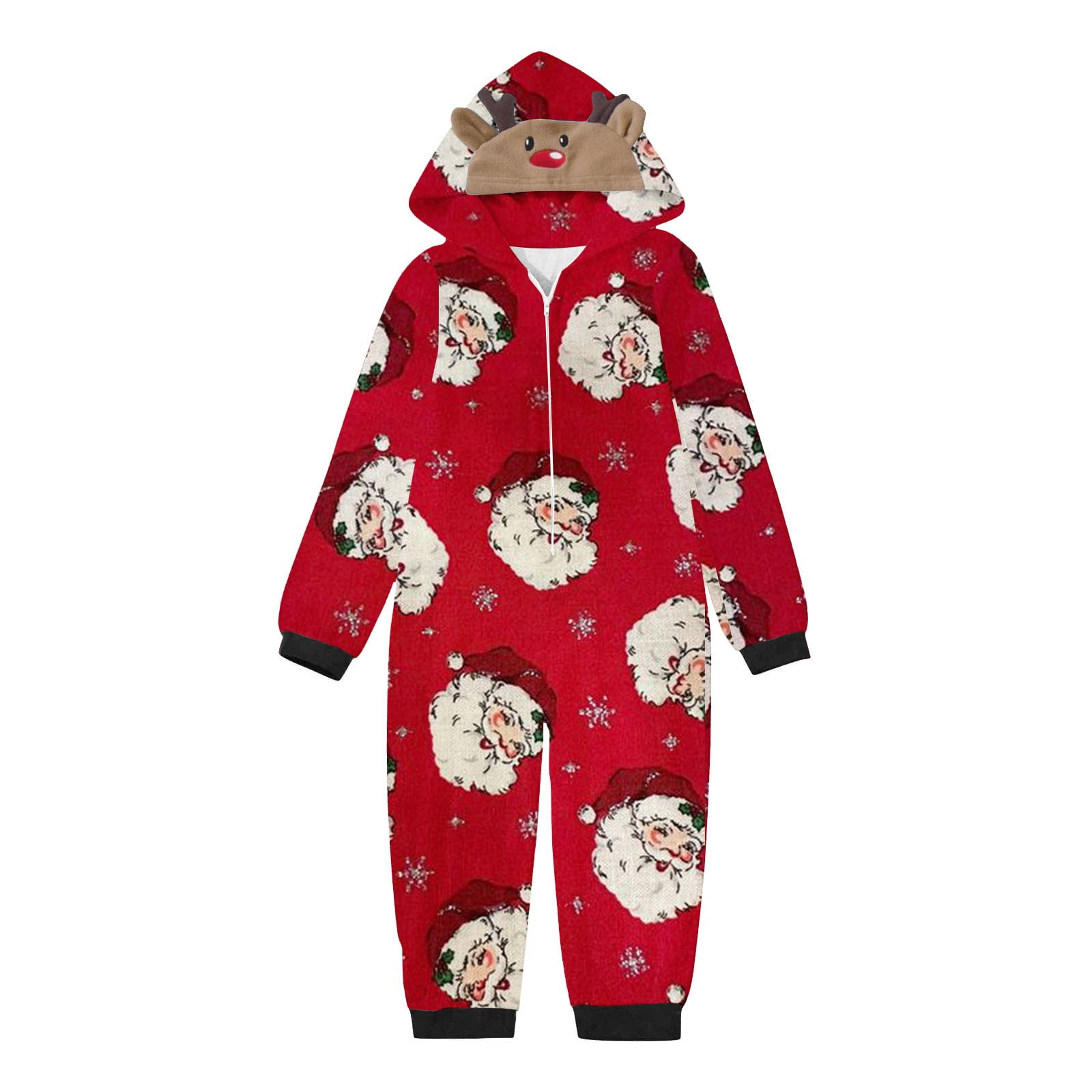 Virmaxy Matching Family Christmas Hooded Pajamas Sets Toddler Kids Elk Antler Hooded Romper
