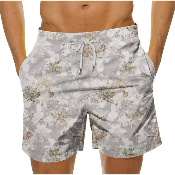 Virmaxy Men's Breathable Tropical Swim Trunks Stretch-Fit Beach Shorts with Quick-Dry Lining for Snorkeling Boat Parties Gray-6 XXXXL