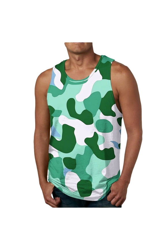 Men's Crew Neck Athletic Tank Top Coconut Print Pullover Tank Top Fitness Vest Performance Workout Muscle Cut Tee Tops Purple-2 M