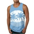 thumbnail image 1 of Virmaxy Men's Crew Neck Tank Top Pullover Athletic Tank Top Coconut Print Fitness Tank Top Performance Workout Muscle Cut Tee Tops Light Blue-2 S, 1 of 4