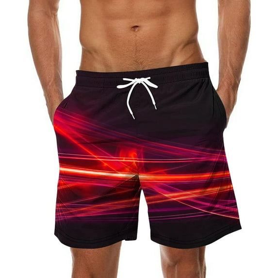 Virmaxy Men's Fashion Print Swim Trunks Shorts Hawaiian Board Shorts with Elastic Waist Drawstring Quick Dry Summer Shorts for Resort Lounging Red-2 XXXXXL