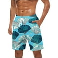 thumbnail image 1 of Virmaxy Men's Hawaiian Board Shorts Swim Trunks Shorts with Elastic Waist Drawstring Quick Dry Summer Shorts for Resort Lounging Light Blue-3 M, 1 of 4
