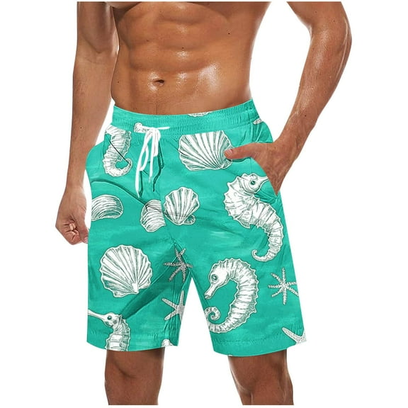 Virmaxy Men's Hawaiian Board Shorts Swim Trunks Shorts with Elastic Waist Drawstring Quick Dry Summer Shorts for Resort Lounging Mint Green-4 XL