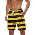 thumbnail image 1 of Virmaxy Men's Holiday Hawaiian Beach Shorts Trunks Board Shorts with Elastic Waist Drawstring Quick Dry Swim Trunks Shorts for The Bee Festival Yellow-1 L, 1 of 5