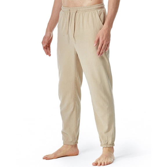 Virmaxy Men's Pants with Pockets Waist Tie Harlan Straight Pants Fashion Casual Fisherman Cargo Pants Khaki-C M