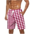 thumbnail image 1 of Virmaxy Men's Retro Plaid Print Swim Trunks Shorts Hawaiian Board Shorts with Elastic Waist Drawstring Quick Dry Summer Shorts for Surfing Pool Parties Hot Pink-4 XXXXXL, 1 of 5