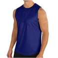 thumbnail image 1 of Virmaxy Men's Solid Color Casual Vest Sleeveless T-Shirt Quick-Dry Bodybuilding Shirts Fitness Athletic Muscle Tee Blue L, 1 of 6